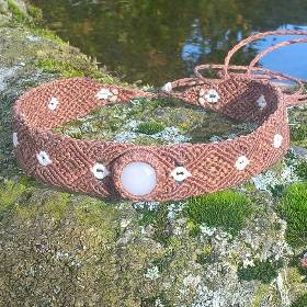 Choker, Tiara oder Haarband mit Milch Quarz, hellbraun und weiß