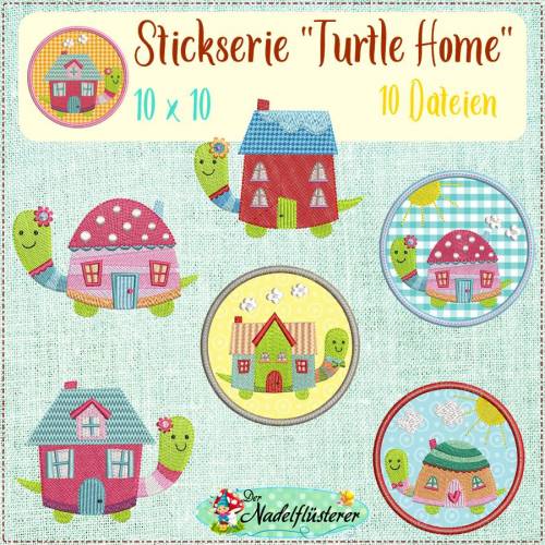 Digitale Stickserie Turtle Home 10x10 cm (4x4") Stickrahmen