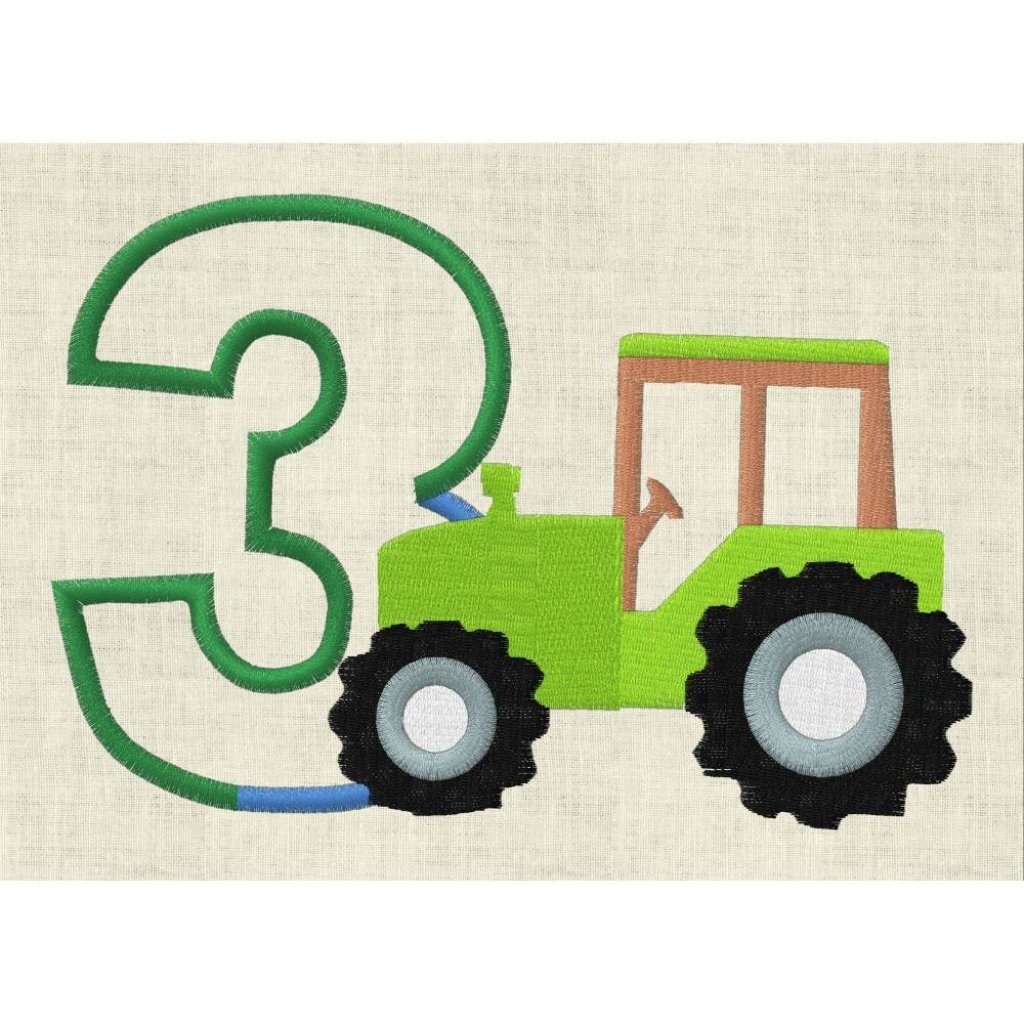 Stickdatei Zahl  Geburtstag Applikation Traktor Farm Maschinenstickerei Set 439 Bild 5