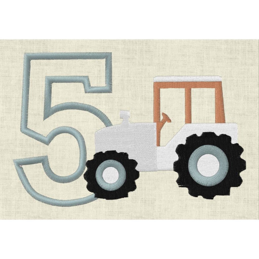Stickdatei Zahl  Geburtstag Applikation Traktor Farm Maschinenstickerei Set 439 Bild 7