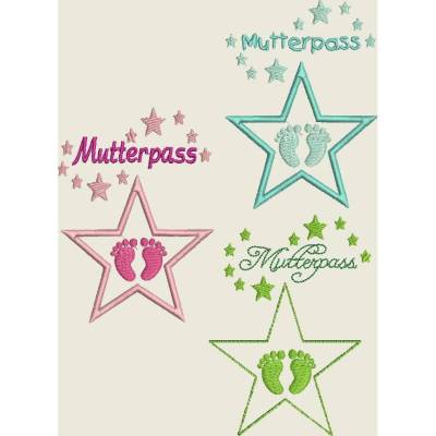 Stickdatei Mutterpass / Stern / Babyfüsse Baby Füsse 409