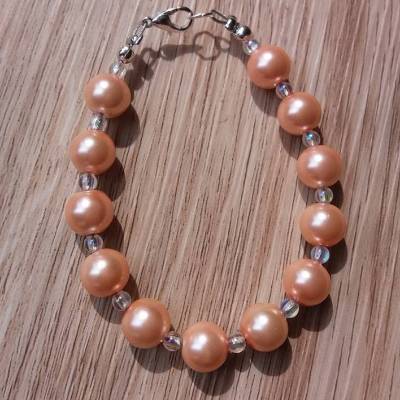Armband, champagnerfarben, transparent, Glasperlen, Perlenarmband, Glasperlenarmband, Glasperlenschmuck, Perlenschmuck