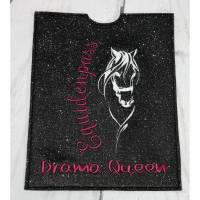 Hülle für Pferdepass schwarz dunkelpink Glitzer personalisierbar