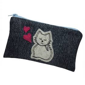 Jeans Täschchen mit Katze – Upcycling Universaltäschchen von la miscela