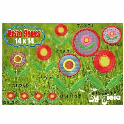 Stickdatei Retro Flower 14 x14
