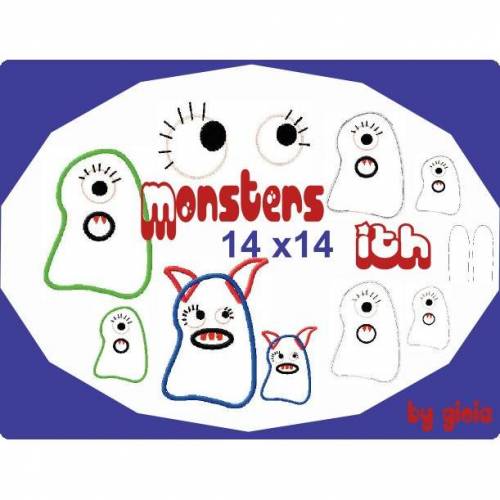 ITH Stickdatei Monster  14x14