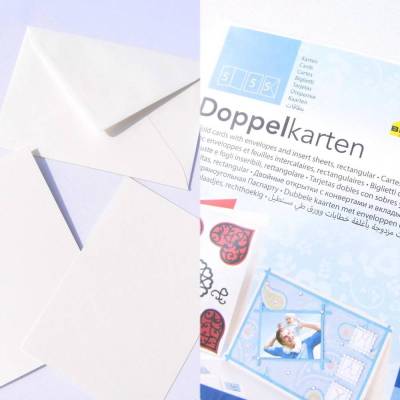 Grußkarten Blanko Doppelkarten Einladungskarten Set perlweiß - 10,5 x 15 cm