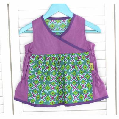 Sommerbluse - 74/80 Bluse lila-grün -Kaleidoskop- von olilu