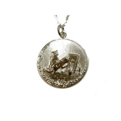 Anhänger Katze Medaille Silber Katzen Cat 925 Silber