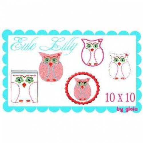 ITH Stickdatei Eule Lilly 10x10