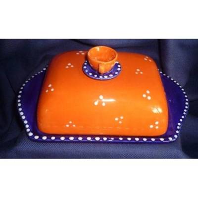 Butterdose  Schönen guten Morgen,Frühstück,Orange,Dunkelblau,Pünktchen