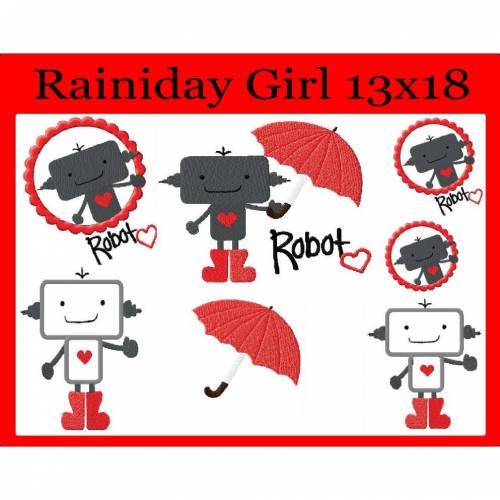 Stickdatei Rainiday GIRL13x18