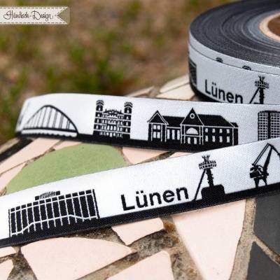 Lünen Skyline Webband schwarz/weiß