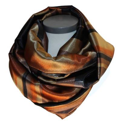 Loopschal Satin Loop in Herbsttönen Braun Schwarz Gold