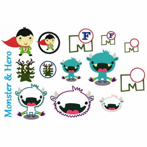 Stickdatei Monster & Hero 13x18