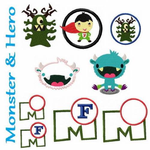 Stickdatei Monster & Hero 10x10