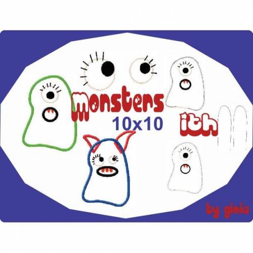 ITH Stickdatei Monster  10x10