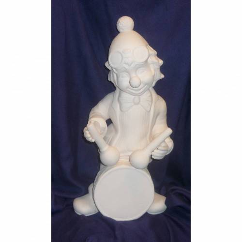 Schrühware,Clown, Kindergeburtstag,Deco, Sammlung,Sammeln, Trommel,Keramik zum selbstbemalen
