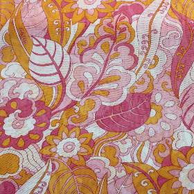 Tüll Stoff gemustert Netzstoff Paisley Blumentüll Weiß Pink Rosa Reststück 1,80 m 