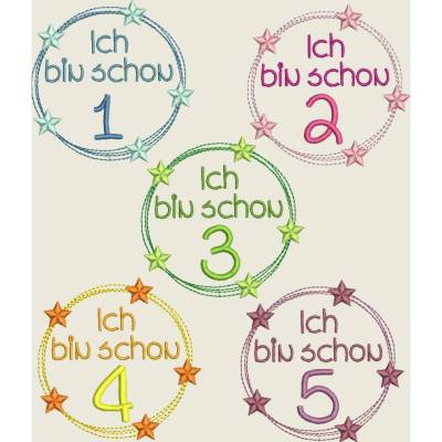 Stickdatei Zahl, Zahlen Ich bin schon.... , 13x13 Maschinenstickerei, Geburtstag,