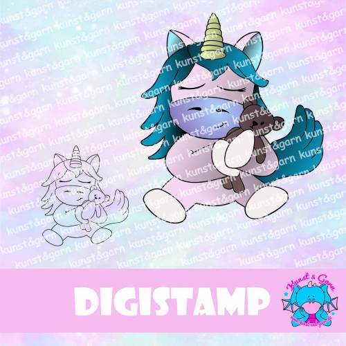 DigiStamp Einhorn Leyla kuschelt