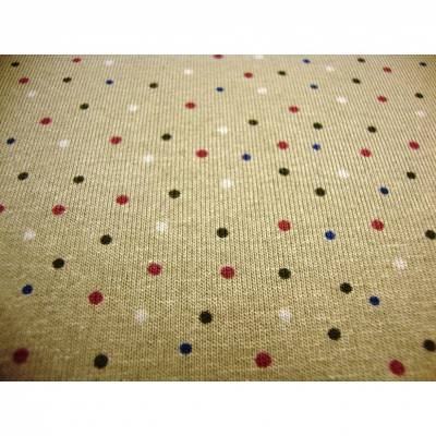 Viscosejersey bunte Punkte auf beige ÖKOTEX Meterware Jersey Stoffe nähen Geschenke Hosen Shirt Kleider Jacke