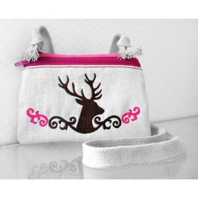 Tasche Täschchen Schultertasche Leinen BESTICKT
