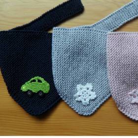 Babyhalstuch - Baby-Schal aus  Wolle-Merino - grau rosa blau