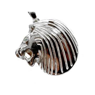 Anhänger Löwe Silber 925 17g Löwenkopf mit Zirkonia Augen Sternzeichen