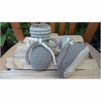 Babyschuhe für 3-6 Mon., Babyschuhe aus Merinowolle, Grége, Ecru
