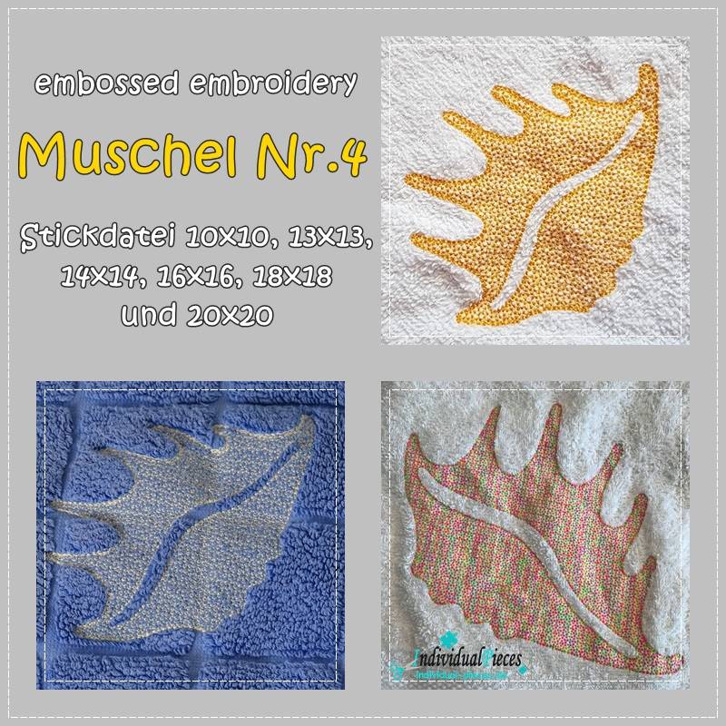 Stickdatei *embossed* Muschel Nummer 4 10x10 bis 20x20 Bild 1