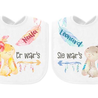 Zwillinge Lätzchen im 2er Set für Twins personalisiert mit Name Geschenk für Zwillinge zur Geburt, Taufe oder Geburtstag