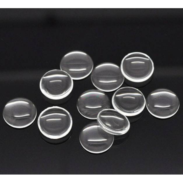 50 klare Glas Cabochons Kuppelsteine rund 14mm zum Basteln & Schmuckherstellung