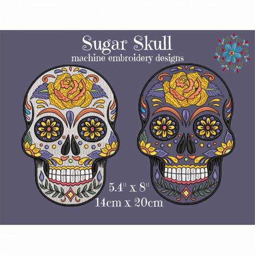 Sugar Skull / Zuckerschädel Stickdateien 14cm x 20cm