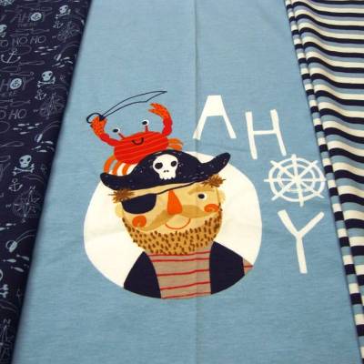 Baumwoll-Jersey Panel AHOY Piraten – Maritimer Coupon 80cm x 160cm – Digitaldruck