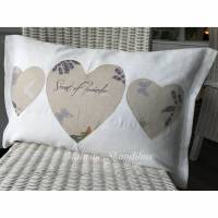 Leinen Kissenbezug Vintage Herz Applikation 40x60 cm Landhaus Unikat