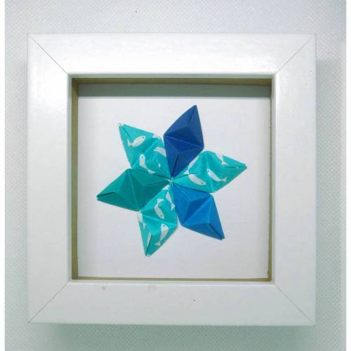 Stern mit Fischen in blau // Minibild 10 x 10 cm zum Aufstellen oder Hängen
