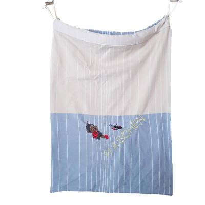 Wäschebeutel mit Kordelzug, Unikat, 48 x 63 cm – Upcycling Wäschesack für Schmutzwäsche, Kleidersack, bestickt