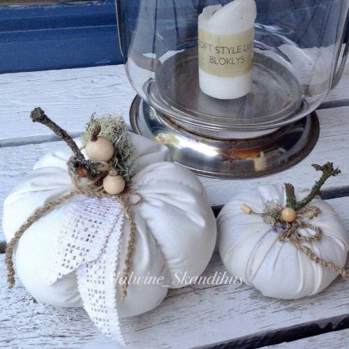 Kürbisse aus Leinen Weiß Landhausdeko