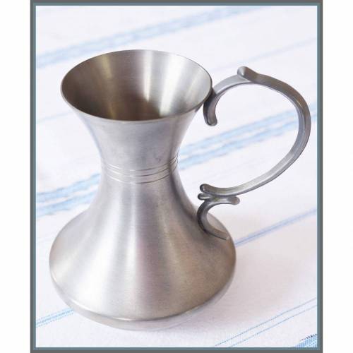 vintage, kleine Zinnvase oder Zinnkrug, Vase aus Zinn mit Henkel, Zinngefäß, 92 % Zinn, Blumenvase, Krug,