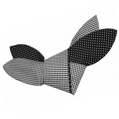 Knoten Haarband Baumwolle 2er Set Schwarz Weiß – Vichy-Karo & Punkte, 85x8 cm
