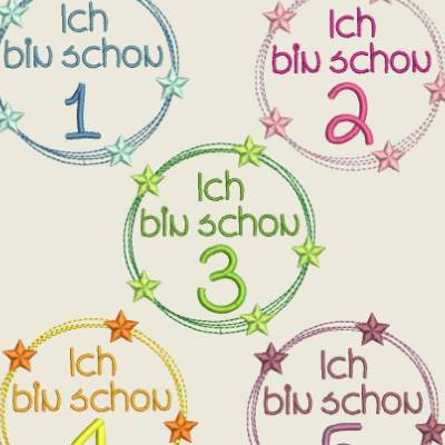 Stickdatei Zahl, Zahlen Ich bin schon.... , 10x10 Maschinenstickerei, Geburtstag,