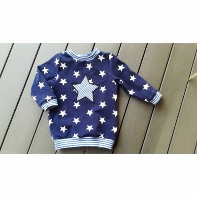Kinder Langarmshirt ,,Stern blau " in den Gr. 74/80 bis 110/116 aus Jersey