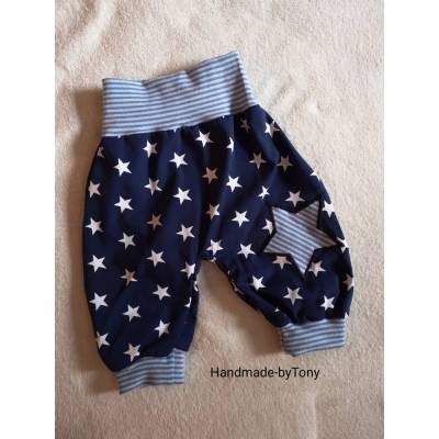 Baby Hose / Kinder Pumphose,, gestreifter Stern blau "in den Gr 50/56 bis 122 aus Jersey