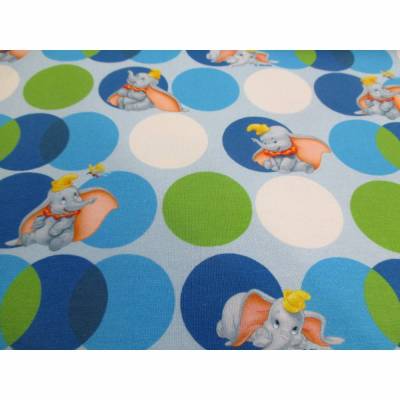 Jersey, Baumwoll Jersey ,Disney, Dumbo der Elefant, hellblau Ökotex100(1m/17,-€)