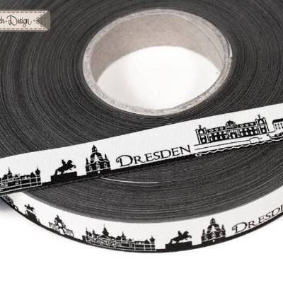 10m Dresden Skyline Webband schwarz/weiß