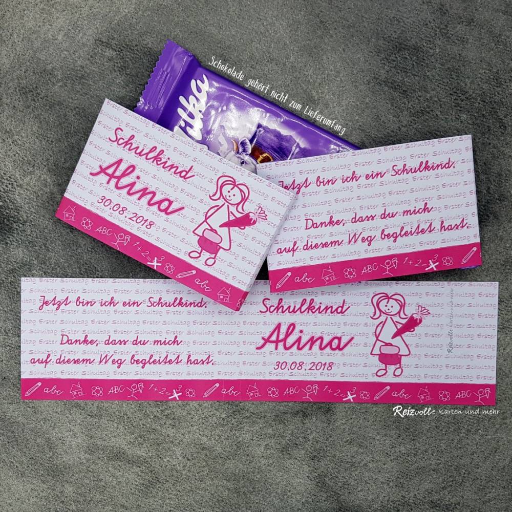 Schokobanderole Danke Einschulung Schulanfang Gastgeschenk Mädchen Bild 4