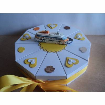 Hochzeitstorte Geldgeschenk zur Hochzeit Hochzeitsreise Kreuzfahrt Schachteltorte Papiertorte give Away Torte