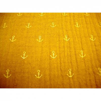 Musselin Stoff senfgelb Anker Double Gauze 100% Baumwolle Kleiderstoff 140cm