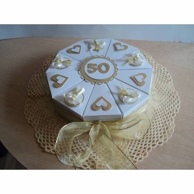Hochzeitstorte Goldene Hochzeit Geldgeschenk Schachteltorte Papiertorte give Away Torte Hochzeitsgeschenk Goldhochzeit
